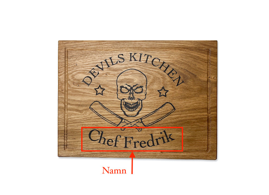 Devils kitchen - Graverad skärbräda ek