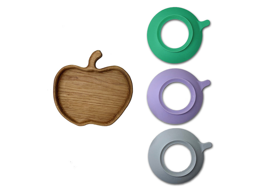 Barnmatstallrik med sugpropp - äpple