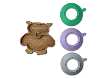 Children's dinner plate with suction cup - owl