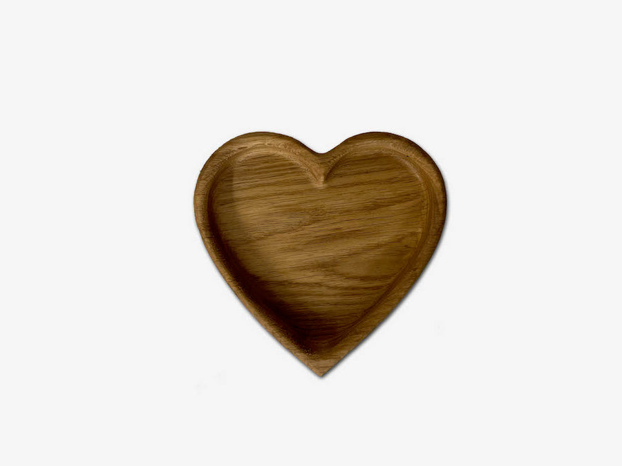 heart-shaped wooden dish